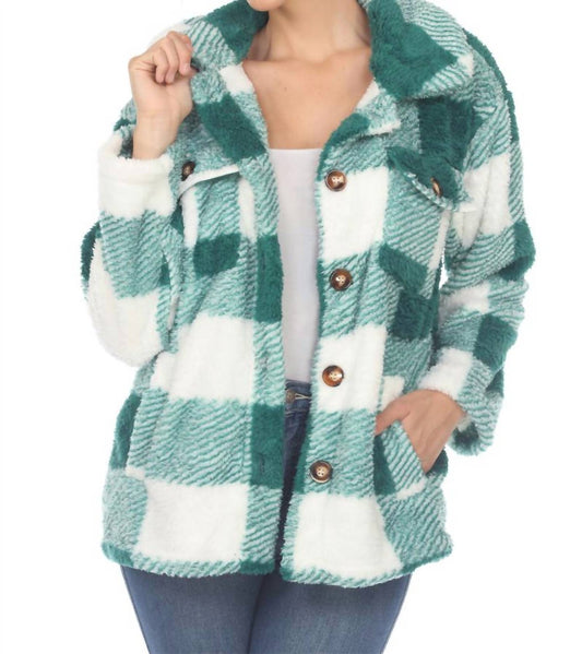 White Mark - Women's Plaid Sherpa Shacket