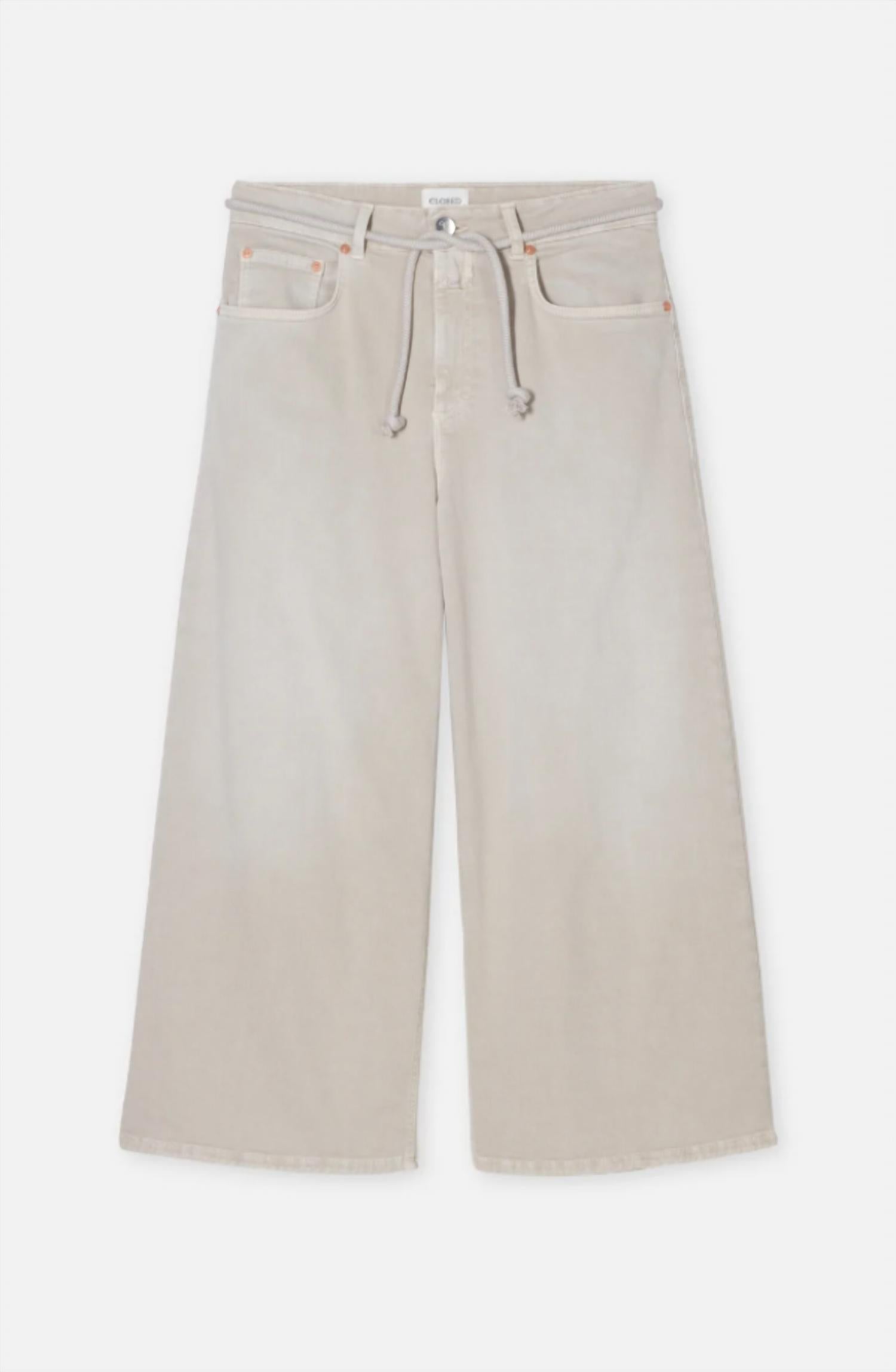 CLOSED Lyna Wide Leg Cropped Jean in soft beige - women's jeans - view 4
