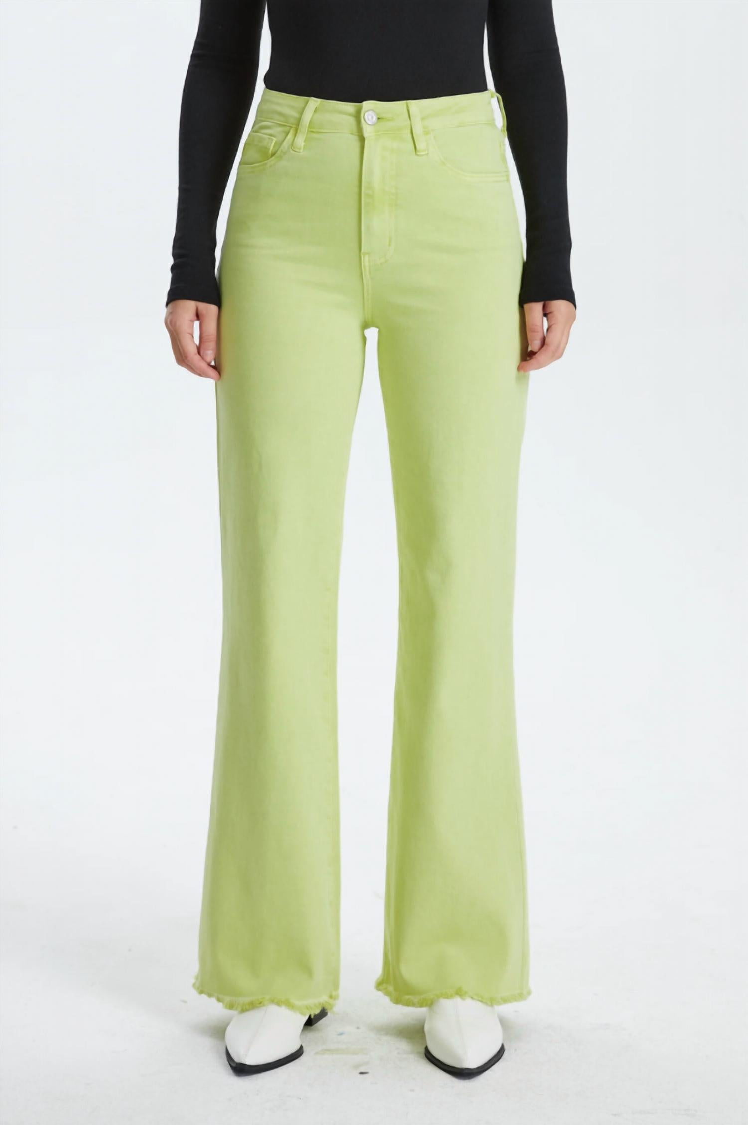 Bayeas Stella High Rise Wide Leg Pants in pistachio - women's jeans - view 4