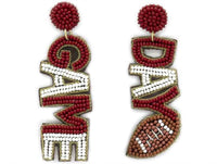 Sophia Collection Women's Game Day Beaded Football Dangle Earrings in red white - women's jewelry