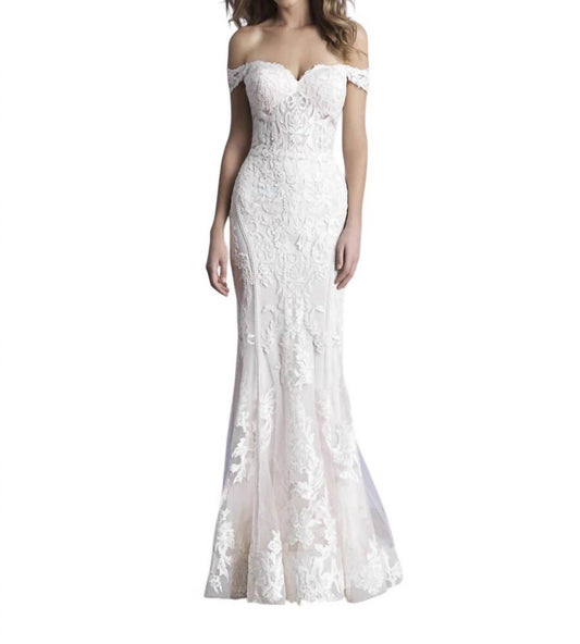 Allure Bridals - Off-Shoulder Sheath Lace Wedding Dress