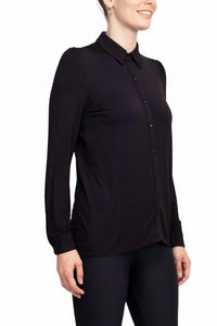 T Tahari - Collar Neck Cuff Button Detail Blouse