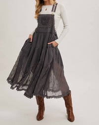 Bluivy - Lucy Lace Embroidered Tulle Bib Maxi Dress