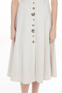 Joseph Ribkoff - Button Front V-neck Midi A-line Dress