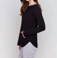 Charlie B - Long Sleeve Sweater With Back Eyelet Detail