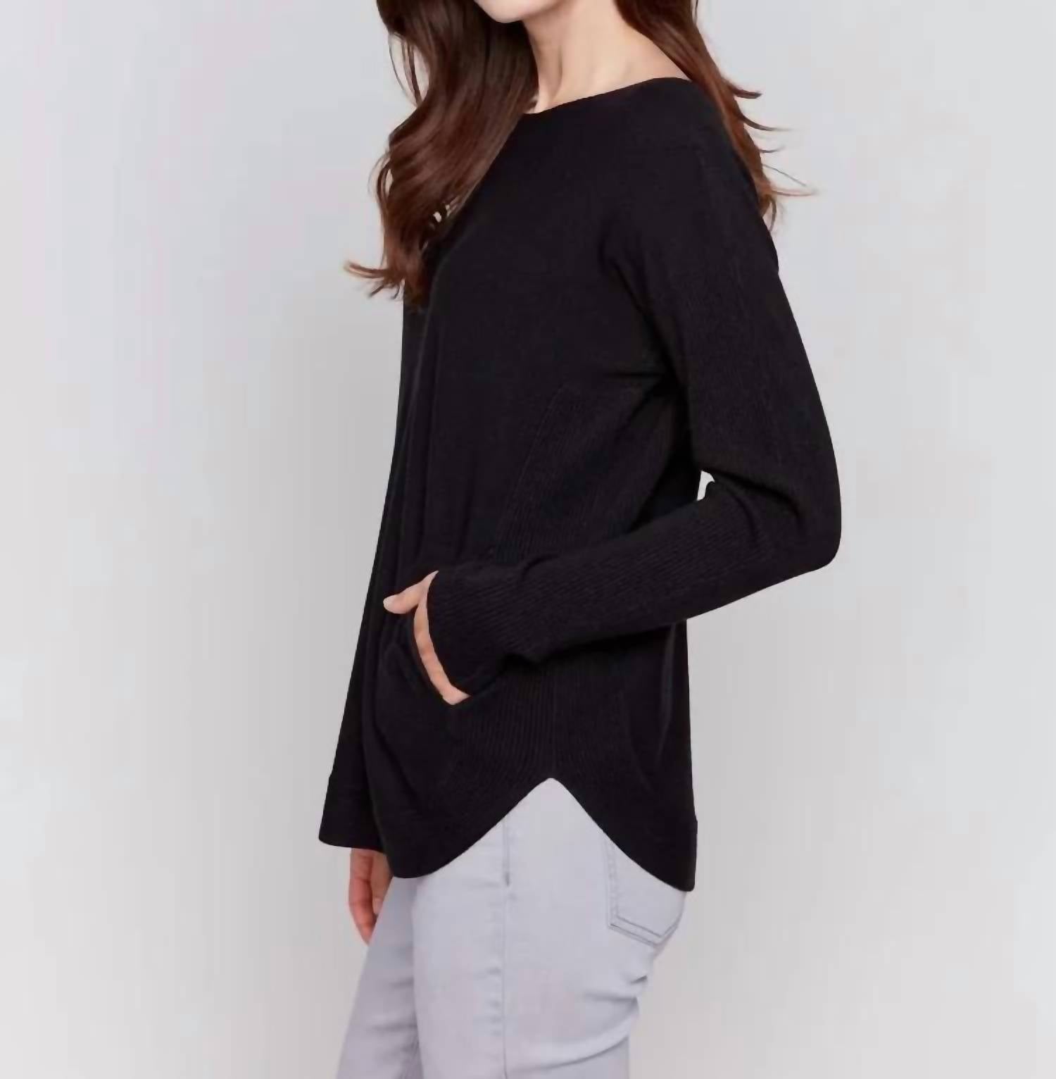 Charlie B - Long Sleeve Sweater With Back Eyelet Detail