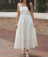 Mable - Elowen Lace Trim Square Neck Midi Dress