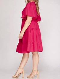 She + Sky - Fuchsia Plunge Dress