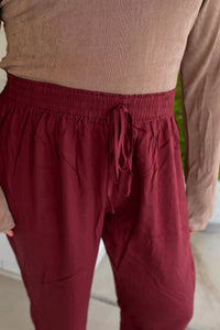 ee:some Cozy And Comfy Pull-on Joggers - Plus in burgundy - women's pants - detail view