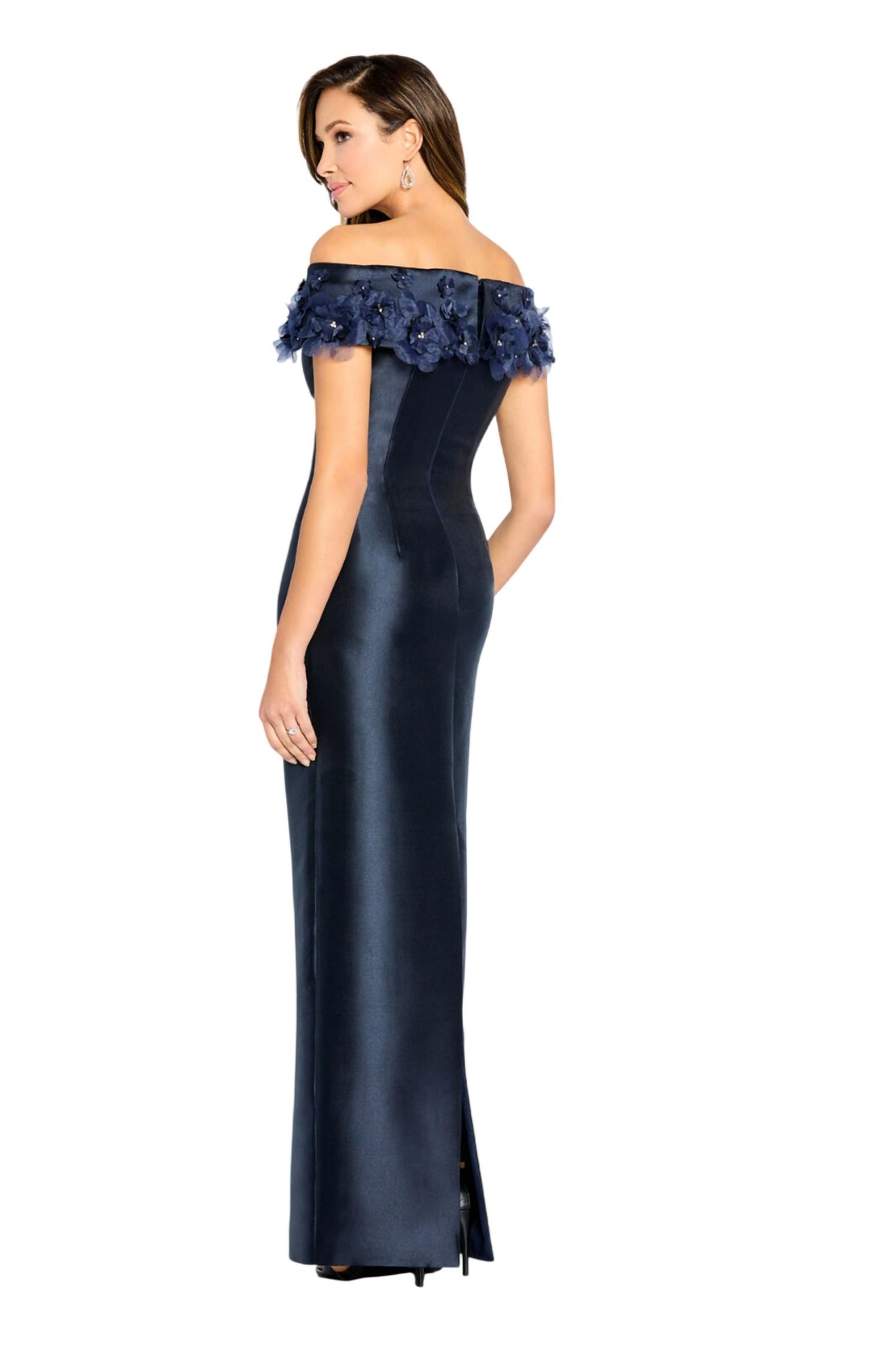 Cameron Blake Off The Shoulder Fitted Dress in navy blue - women's dress - alternate view