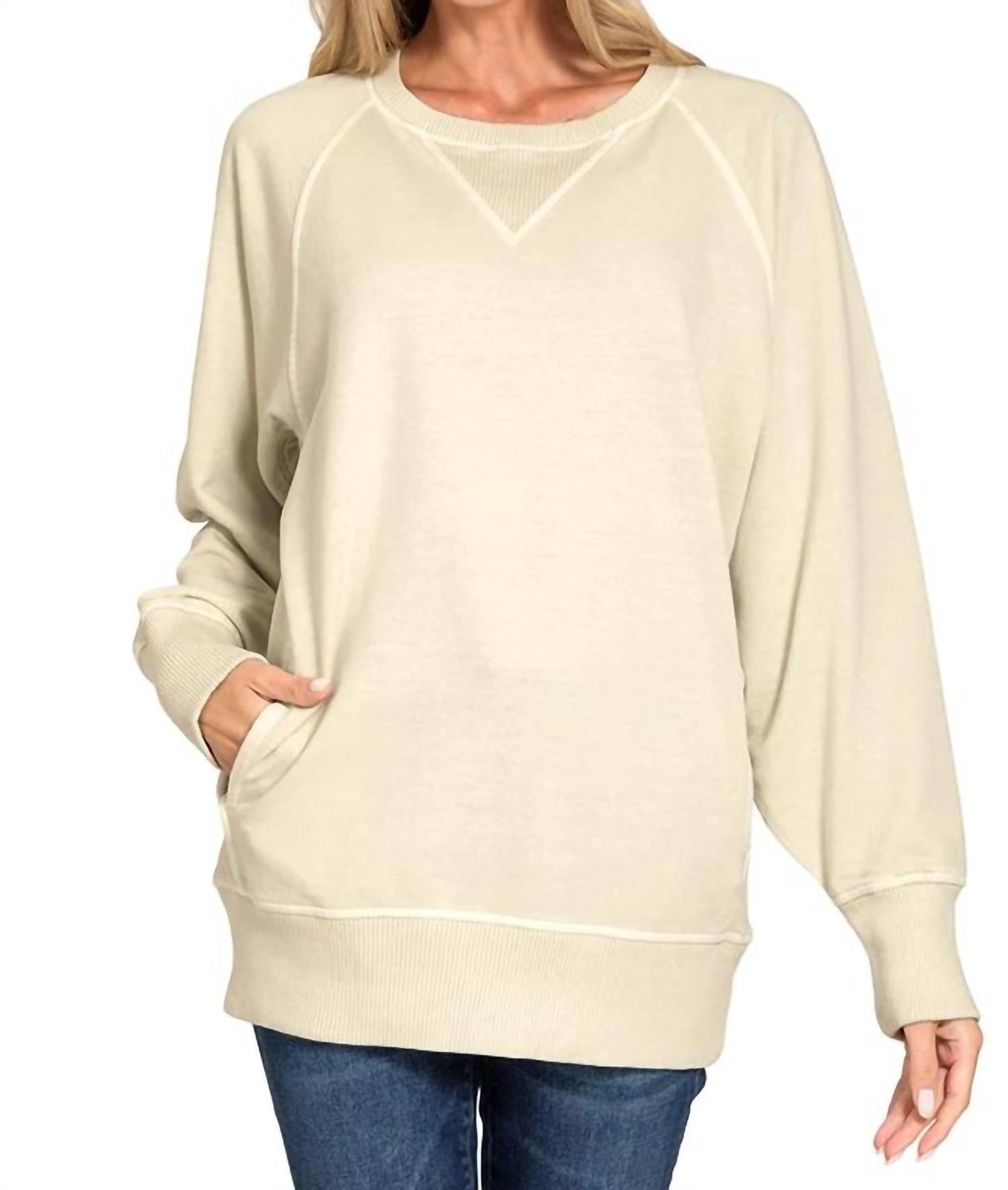 Zenana - Pigment Dyed French Terry Pullover Sweater