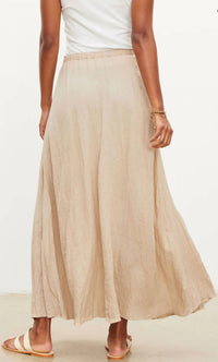 Velvet by Graham & Spencer Bailey Maxi Linen Skirt in buiscut - women's skirt - detail view