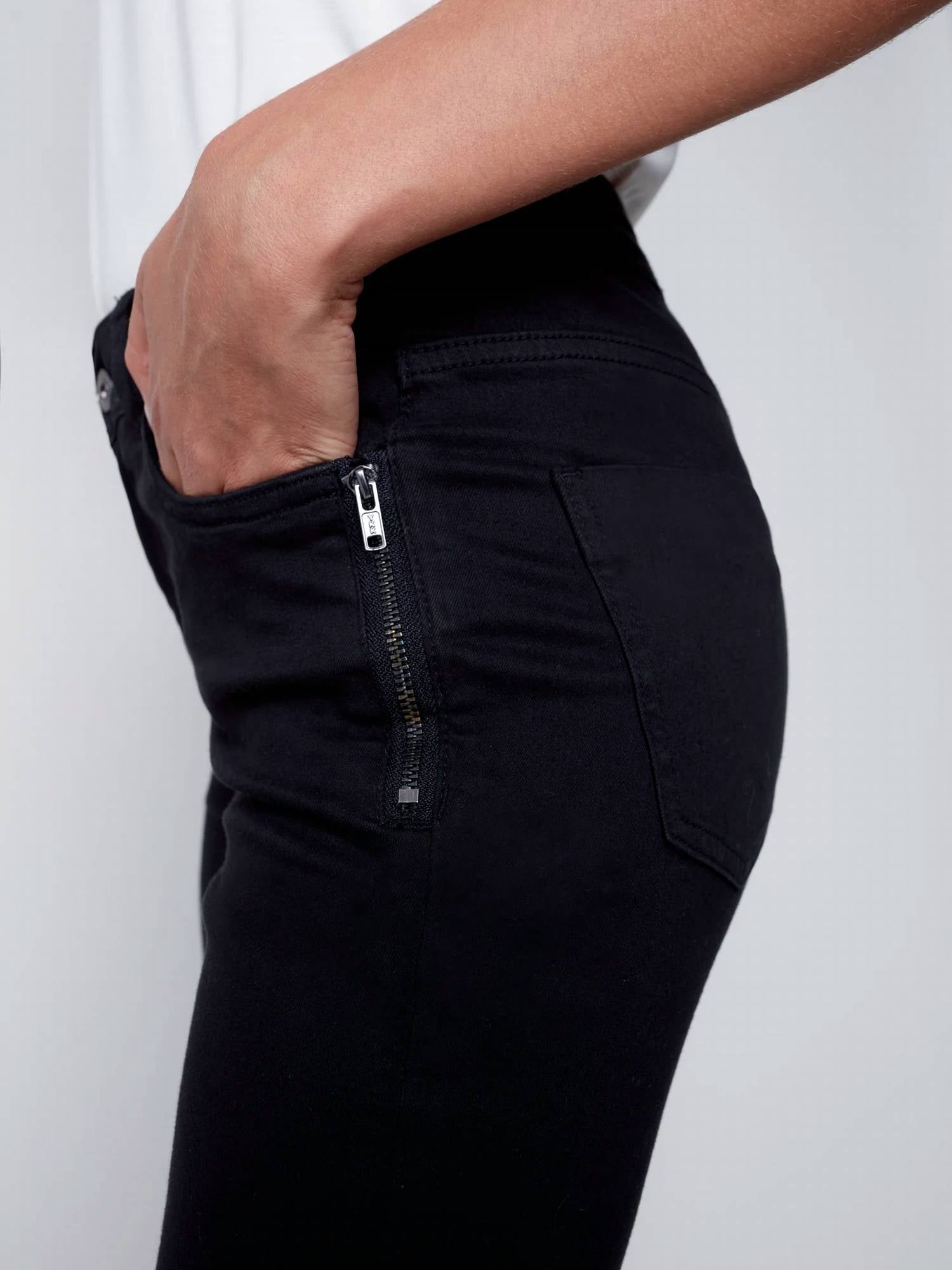 CHARLIE B Twill Flare Pant in black - women's pants - view 5