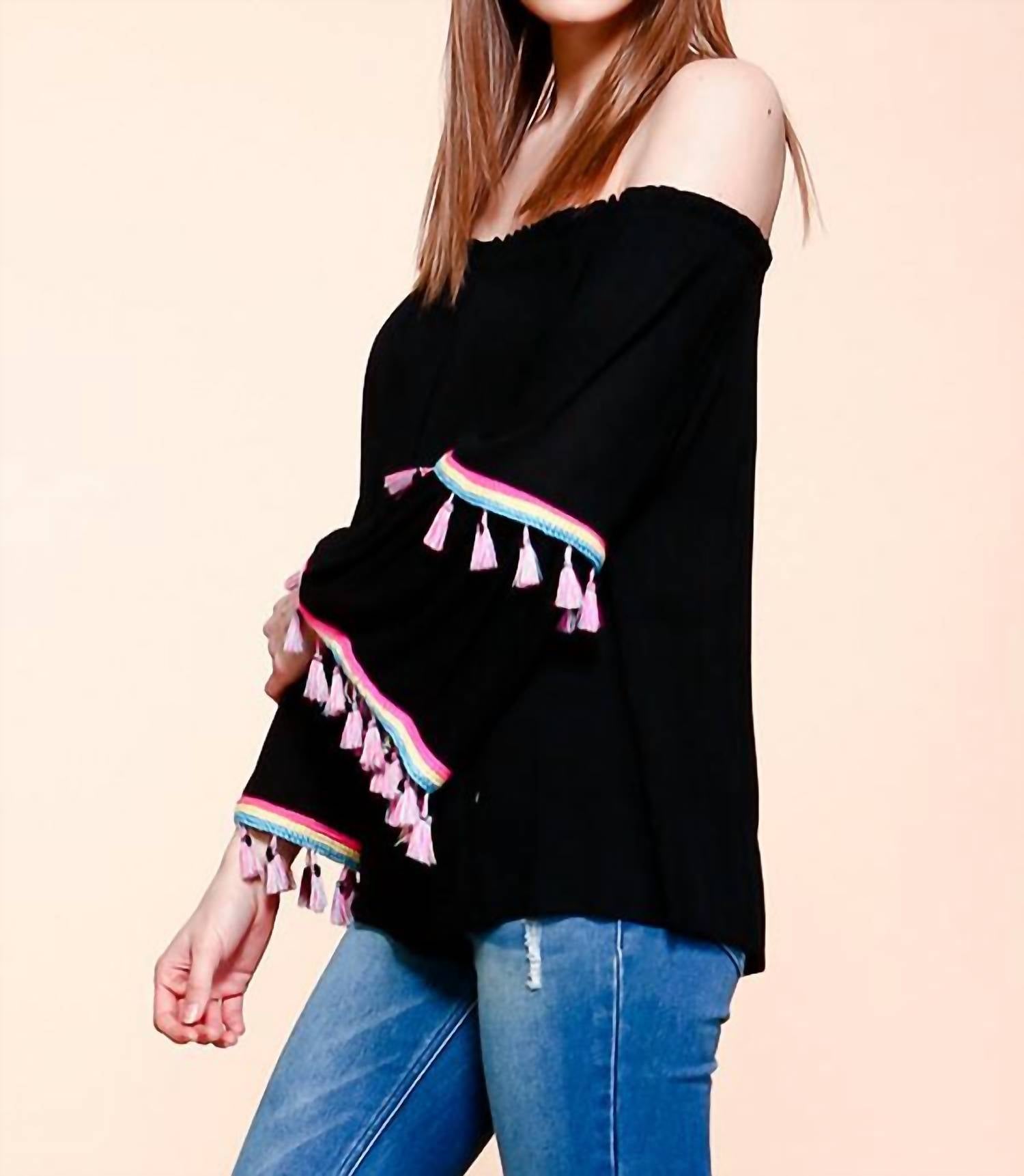 Velzera - Tassel Off The Shoulder Top Plus