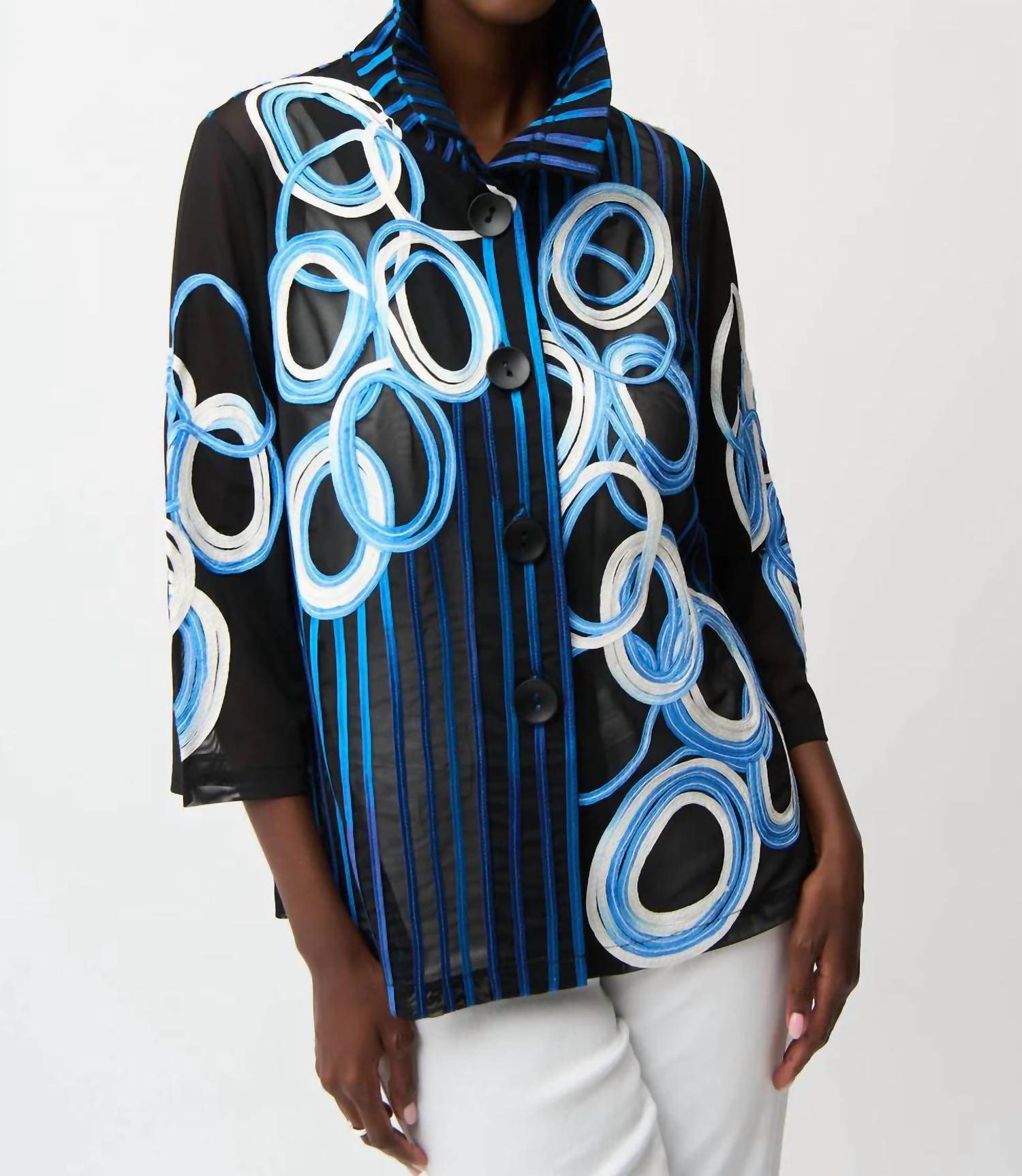 Joseph Ribkoff - Mesh & Satin Soutache Blouse Jacket
