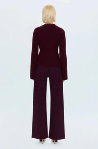 PISTOLA Penny High Rise Wide Leg Pant in claret - women's pants - detail view
