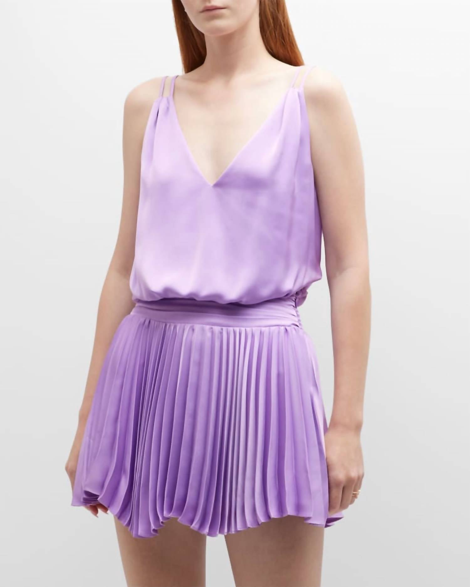 Ramy Brook - Aleesia Pleated Satin Mini Dress