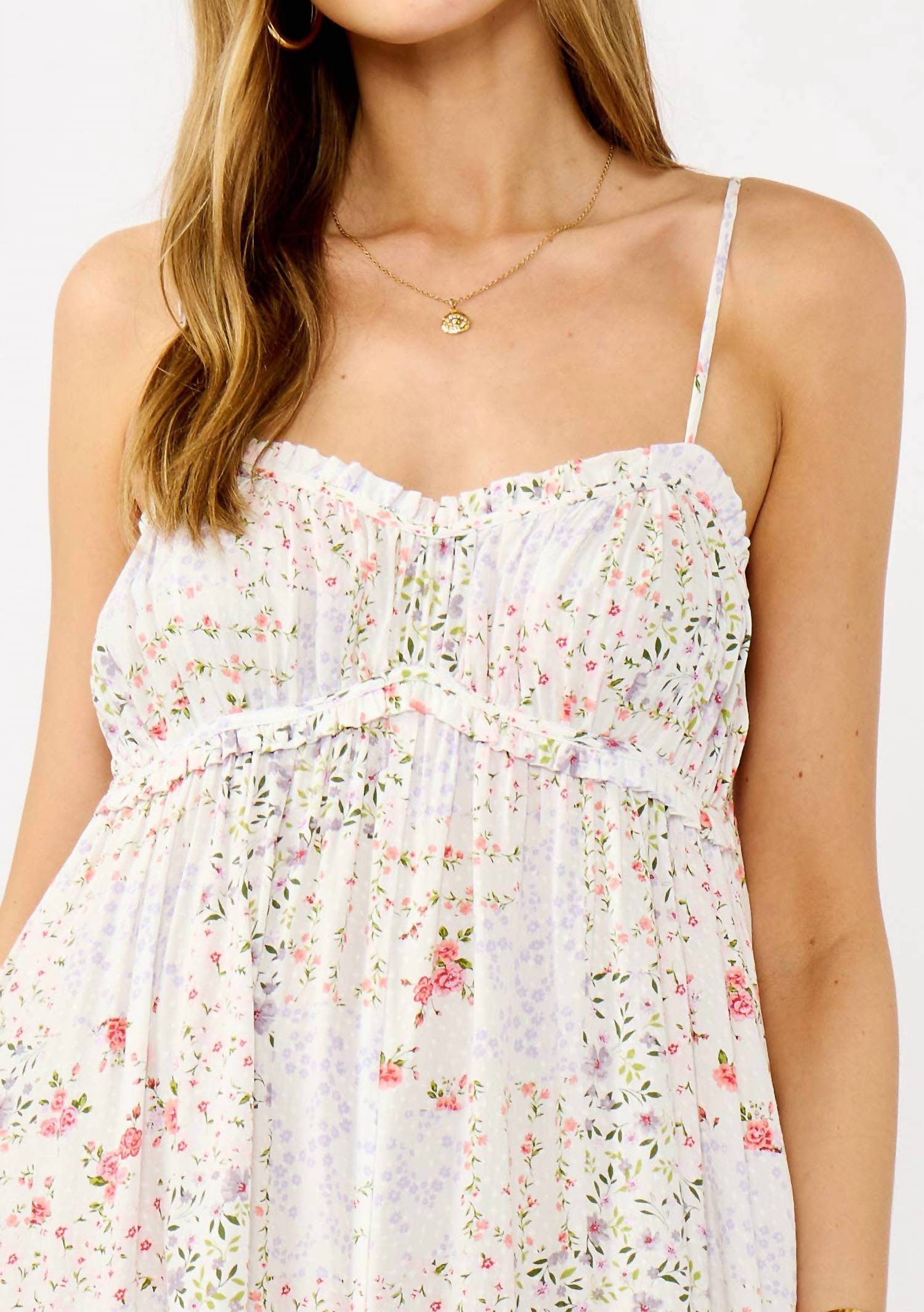 Lovestitch - Smocked Ditsy Floral Tiered Maxi Dress