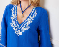 Karen Kane - Bracelet Sleeve Embroidered Asymmetric Top