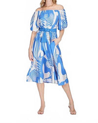 Jade - Off-Shoulder Flared Midi Dress