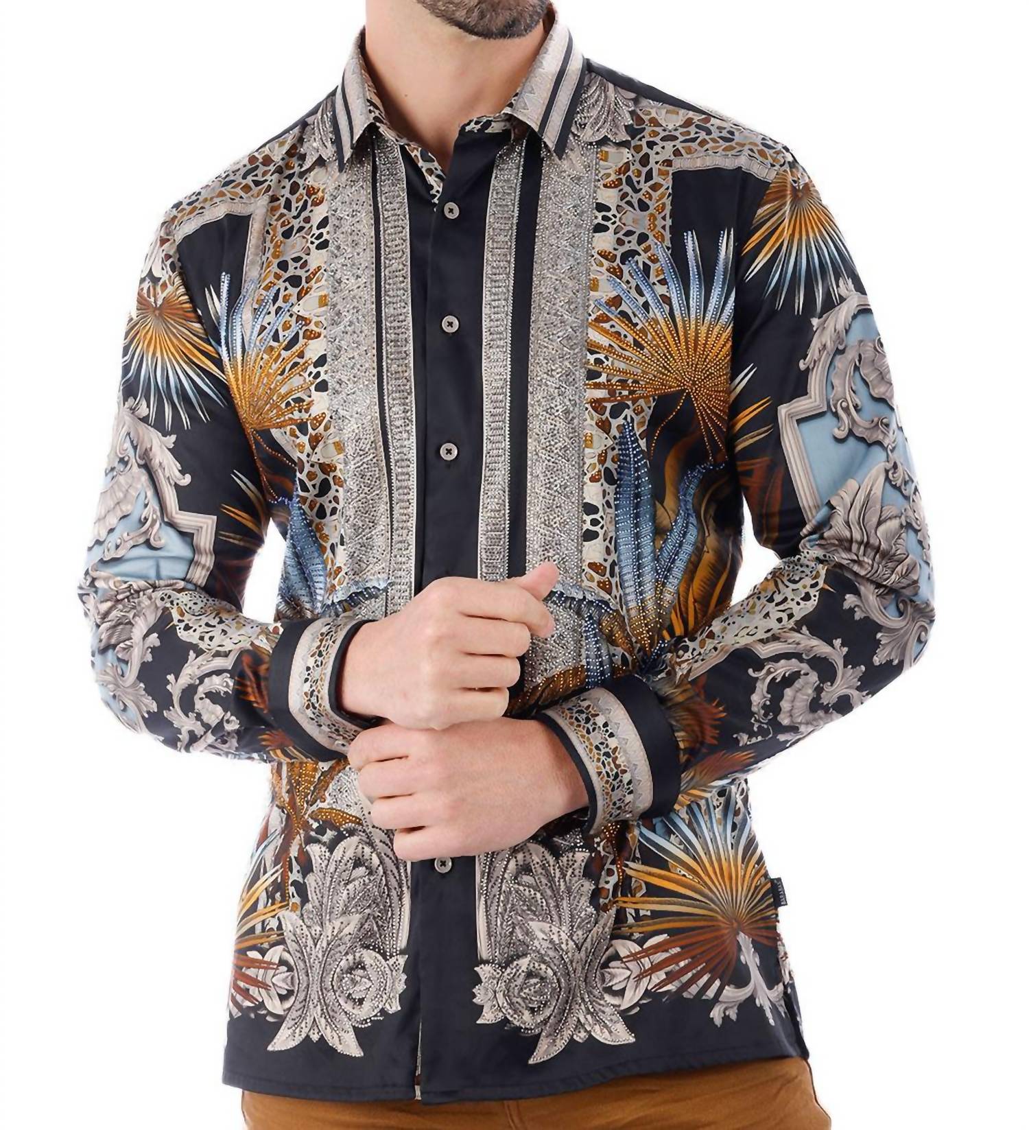 Barabas - Rage Look Rhinestone Long Sleeve Shirt