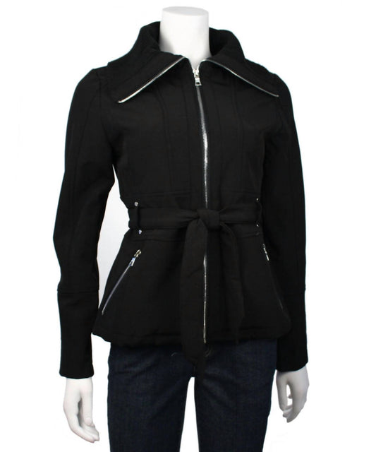 Mo-Ka - Women's Shell Zip Coat With Ribbed Collar
