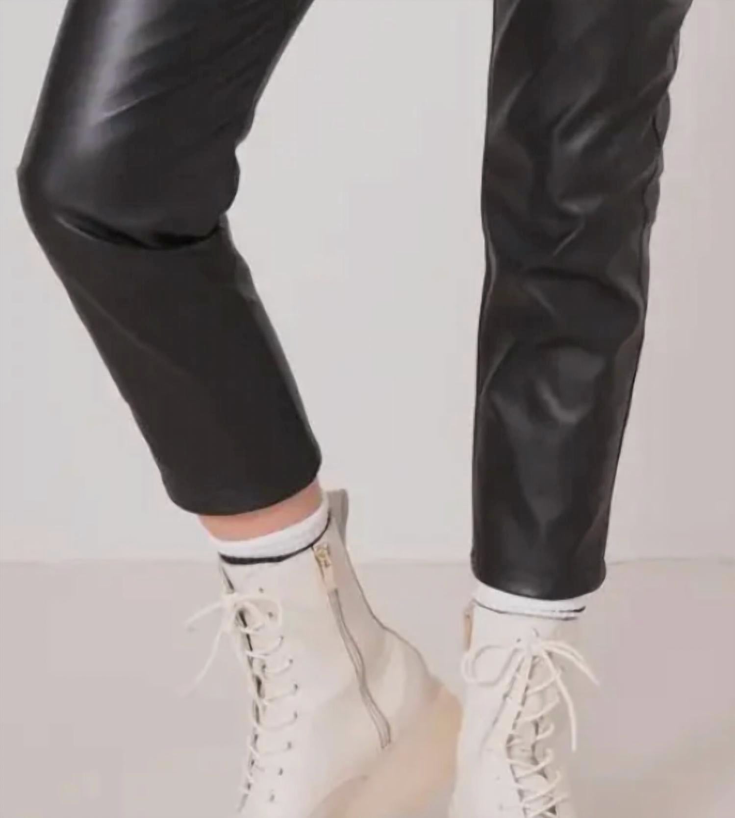 Bsl - High Waist Straight Faux Leather Pants