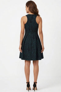 Ali Ro - Jacquard Front-zip Fit And Flare Party Dress