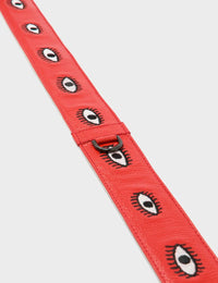 Min & Mon - Embroidered Eyes Leather Shoulder Strap