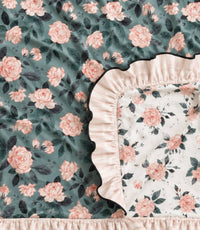 Laree + Co. - Toddler Evelyn Floral Bamboo Ruffle Blanket