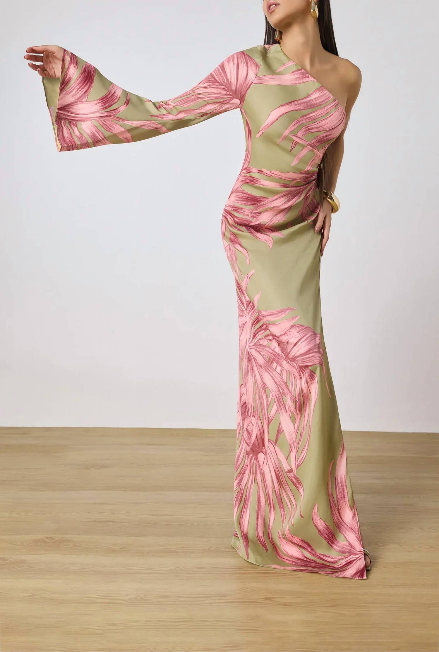 Rococo Sand - Fawn One Shoulder Maxi Dress