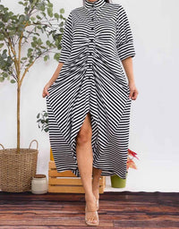 Karen T Design - Button Down Stripe Midi Dress