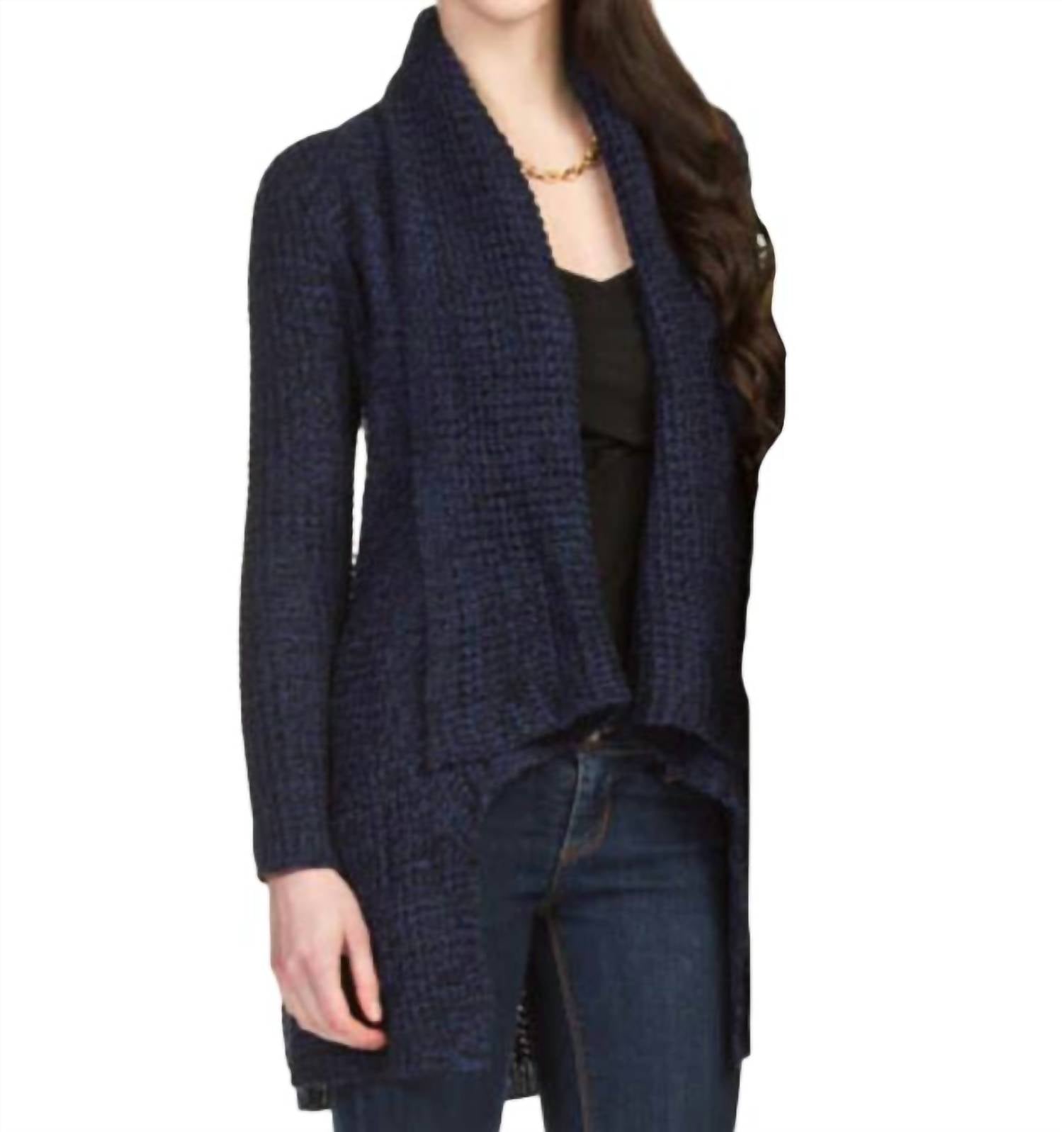 Papillon - Drape Collar Heathered Cardi With Pockets