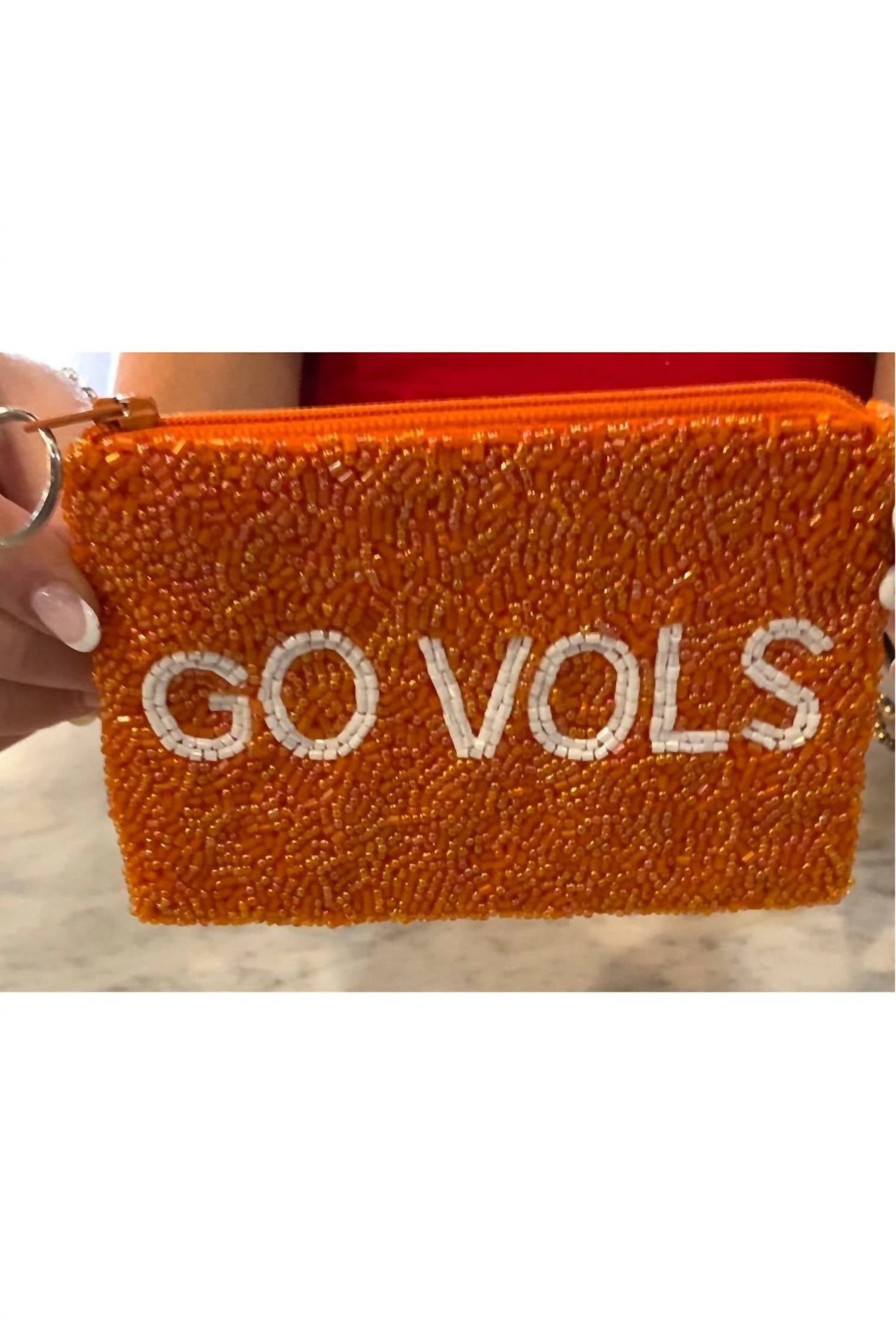 TIANA Beaded Coin Purse in orange white - women's bag