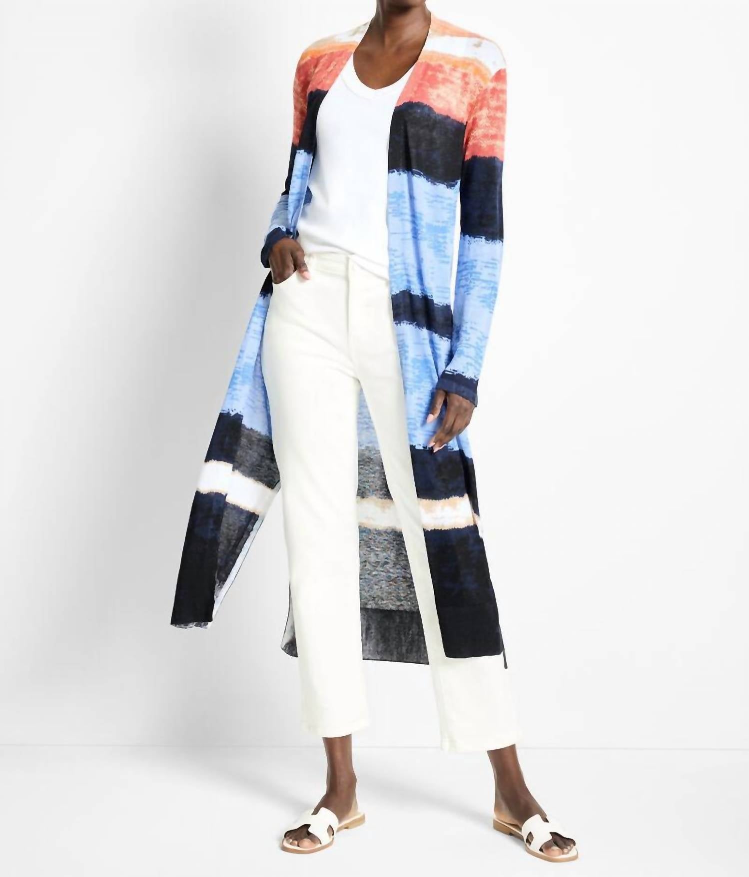 Nic + Zoe Patricia Painted Peninsula Cardigan in blue multi - women's cardigan
