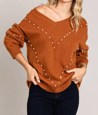 Cotton Bleu - Pearl V-Neck Sweater