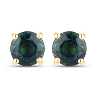 Diana M Jewels Women's Round Natural Blue Sapphire Stud Earrings (1.30 Ct) - Petite in 14k yellow gold - women's jewelry