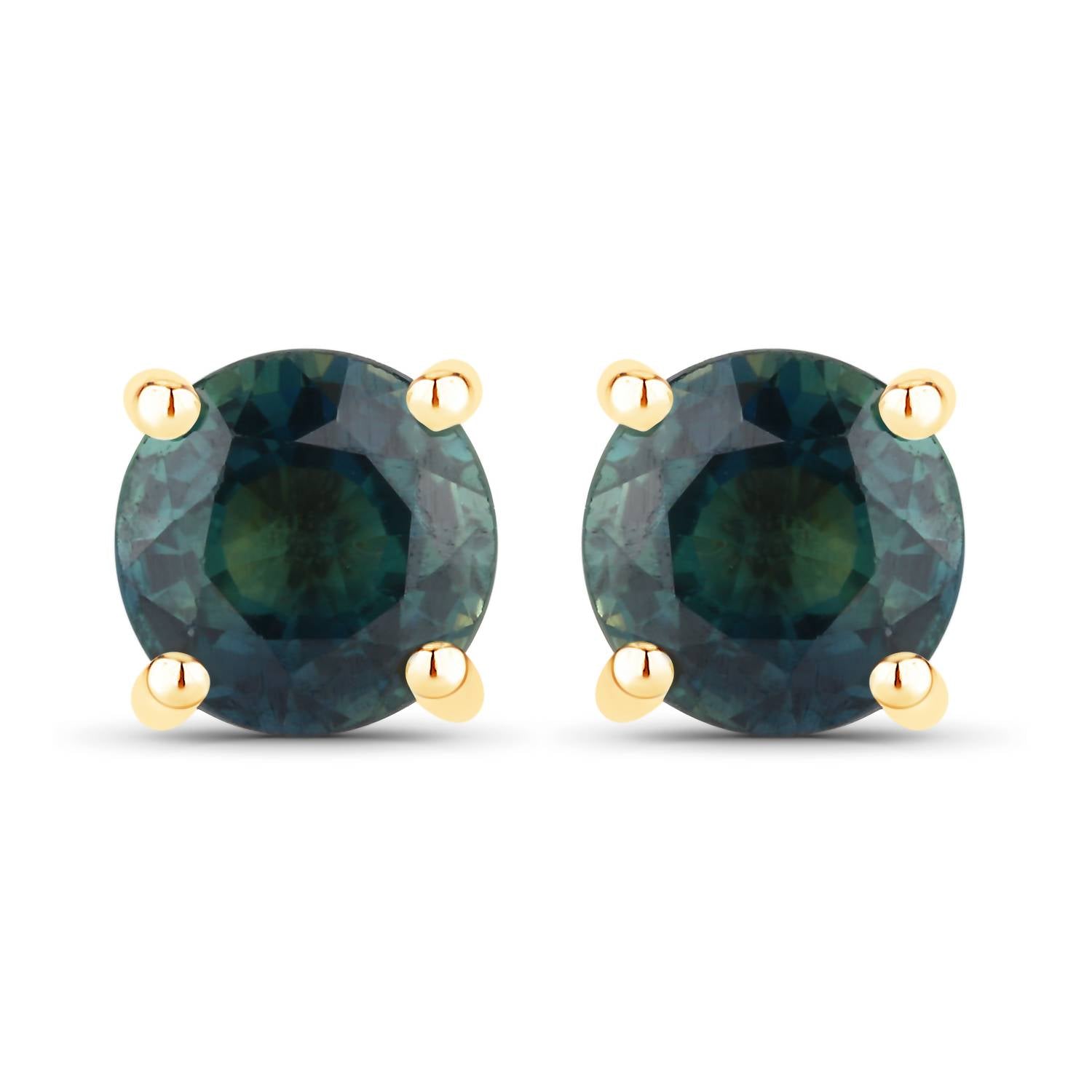 Diana M Jewels Women's Round Natural Blue Sapphire Stud Earrings (1.30 Ct) - Petite in 14k yellow gold - women's jewelry