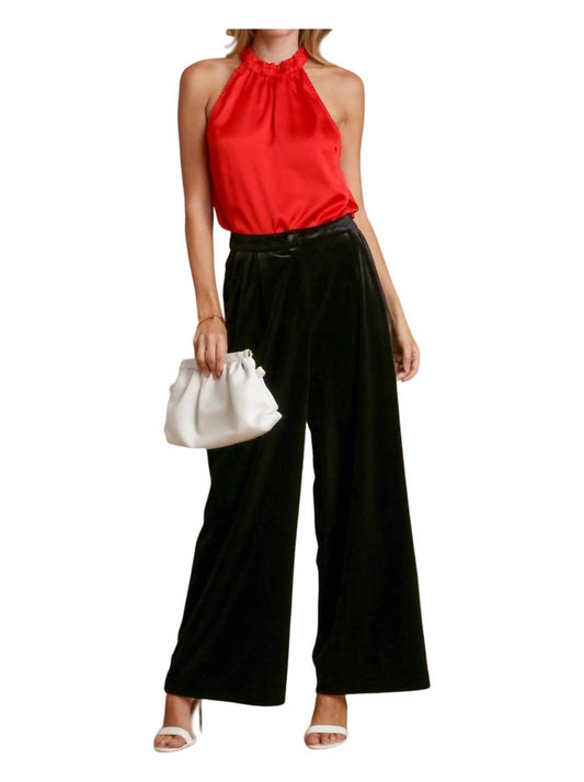 Umgee - Velvet Pleated Dress Pants