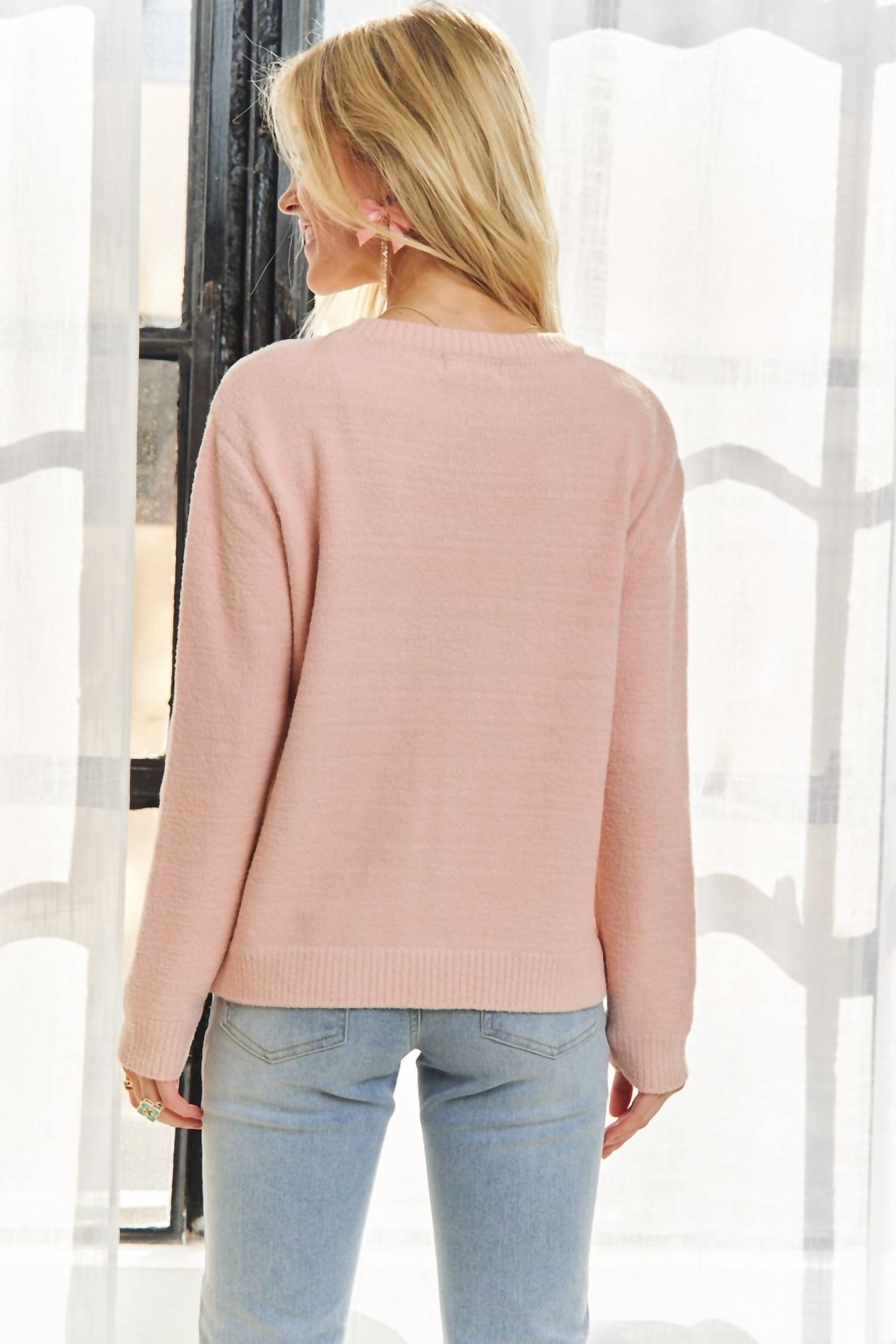 Adora - Round Neck Christmas Tree Sweater Top