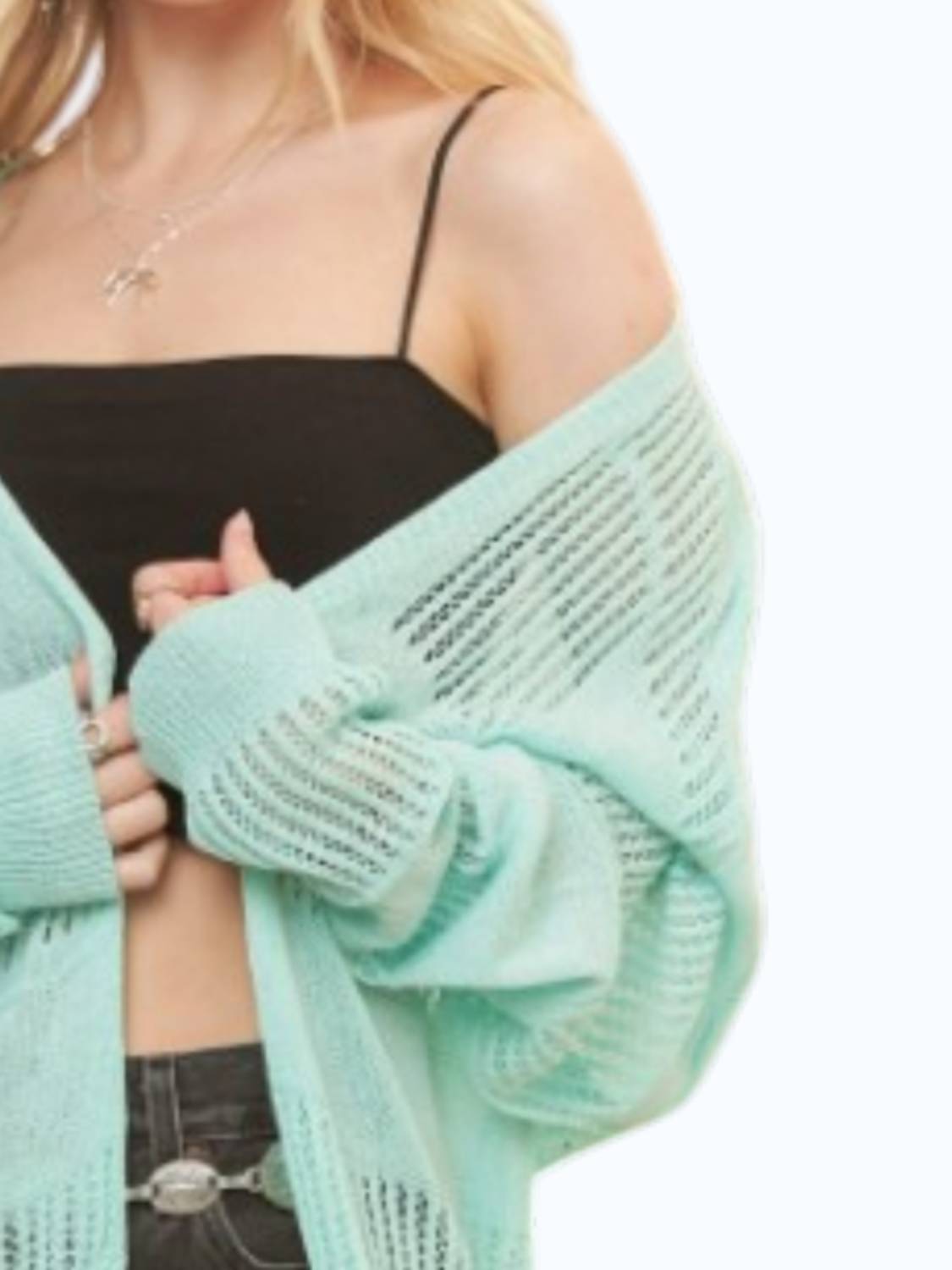 ADORA Susie Cardigan in mint - women's cardigan - detail view