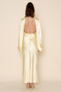 Fore Collection - Denise Long Sleeve Satin Slip Maxi Dress