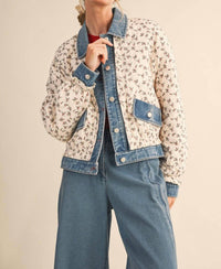 En Merci - Lila Quilted Floral Denim Jacket