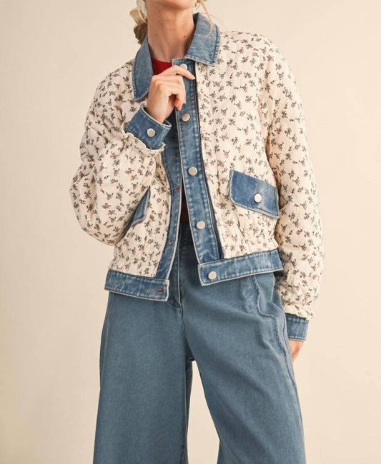 En Merci - Lila Quilted Floral Denim Jacket