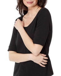 Lilla P - Women's Elbow Sleeve Ballet Neck Top