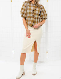 Allie Rose - Ribbed Cozy Knit Midi Skirt