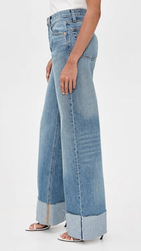 Re/Done - High Rise Wide Leg Cuff Jeans