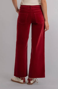 KUT FROM THE KLOTH Jean High Waist Wide Leg Velvet Pants in red - women's pants - detail view
