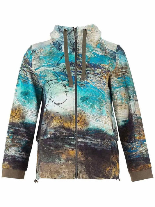 Dolcezza - Abstract Print Zip Knit Jacket