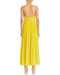 AMUR Garren Pleated Maxi Dress in yellow - women's dress - detail view
